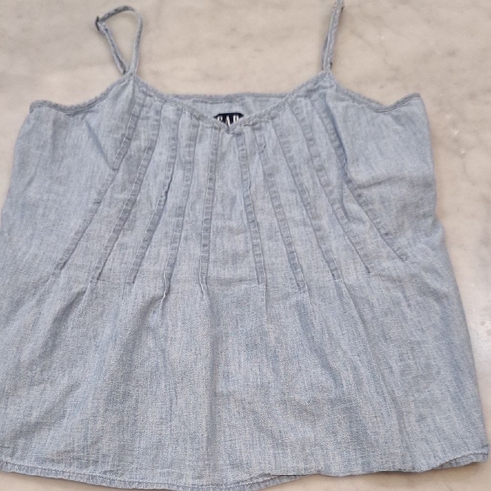 Y2k Vintage Gap Denim Sz Small Cropped Spaghetti Strap Top‎ Sleeveless Baby Doll